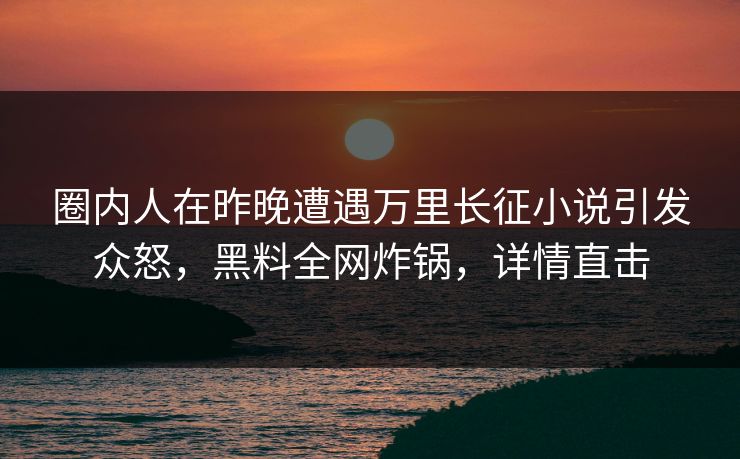 圈内人在昨晚遭遇万里长征小说引发众怒，黑料全网炸锅，详情直击
