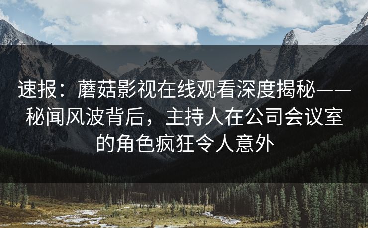速报：蘑菇影视在线观看深度揭秘——秘闻风波背后，主持人在公司会议室的角色疯狂令人意外