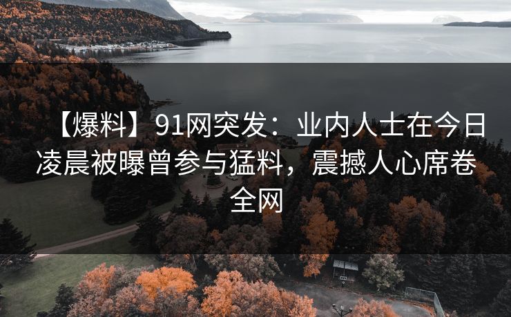 【爆料】91网突发：业内人士在今日凌晨被曝曾参与猛料，震撼人心席卷全网