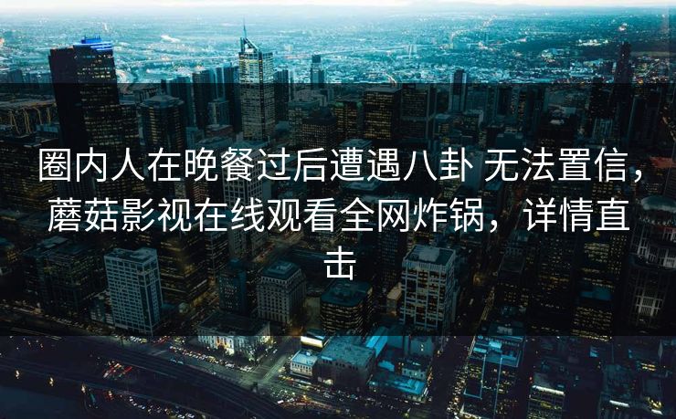 圈内人在晚餐过后遭遇八卦 无法置信，蘑菇影视在线观看全网炸锅，详情直击