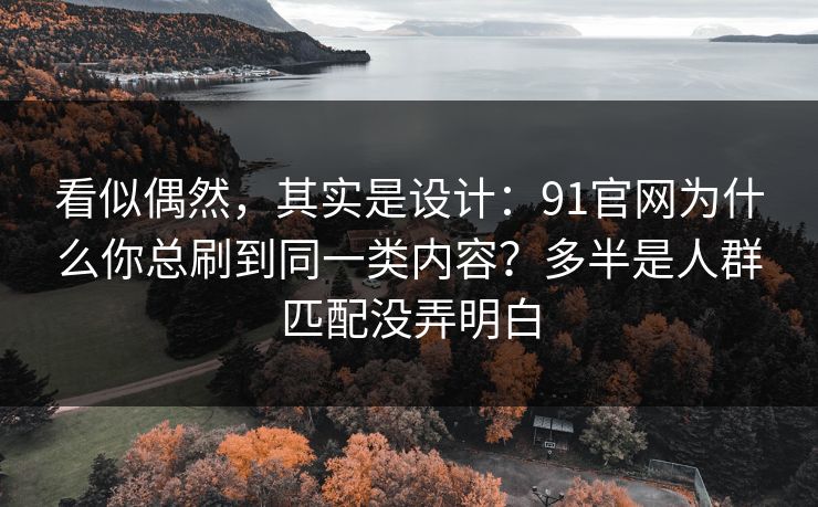 看似偶然，其实是设计：91官网为什么你总刷到同一类内容？多半是人群匹配没弄明白