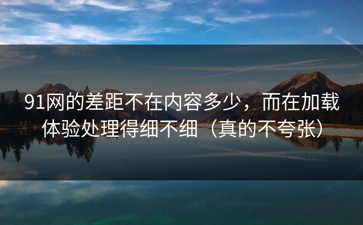 91网的差距不在内容多少，而在加载体验处理得细不细（真的不夸张）